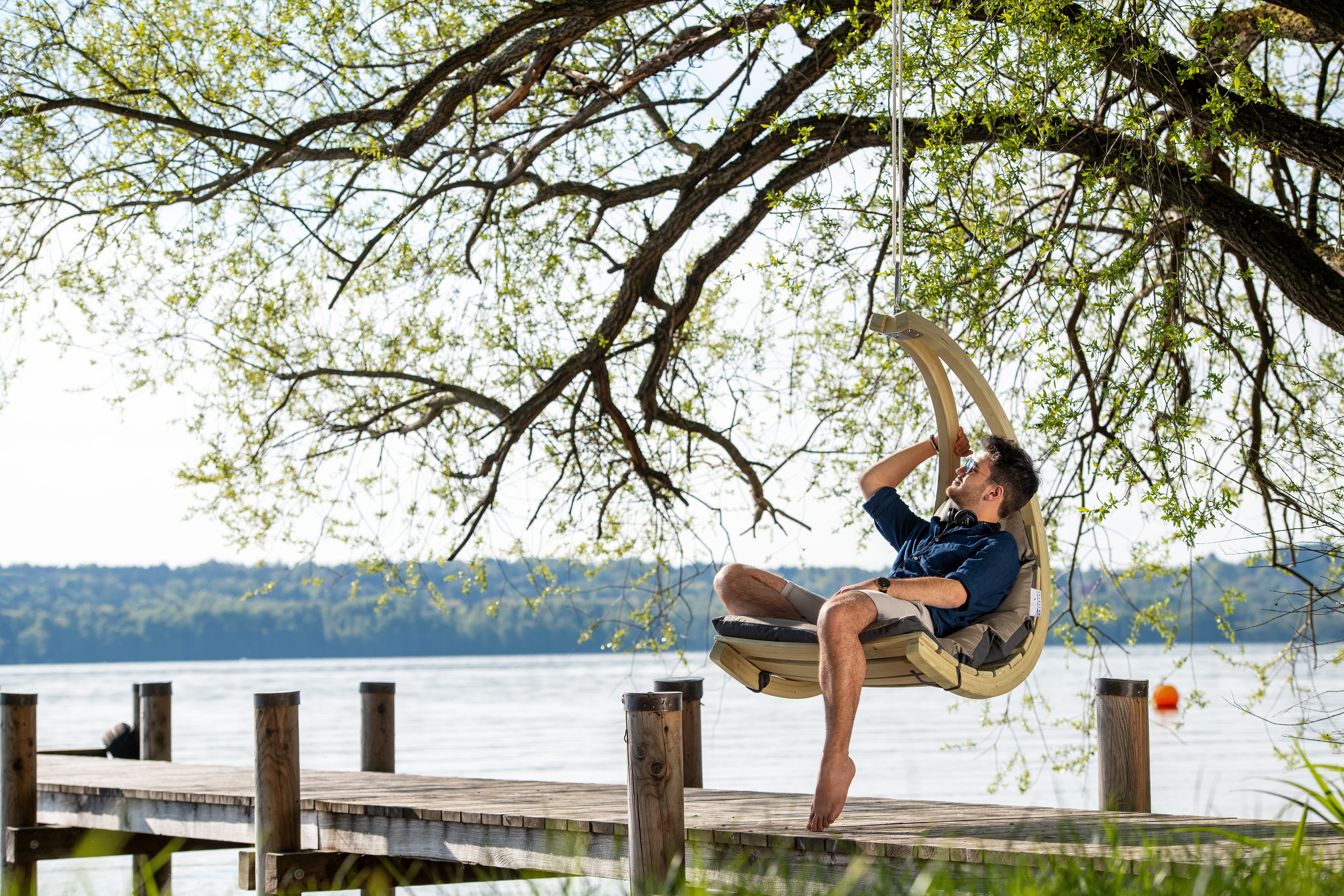 Byer of Maine Swinger hanging Chair Blue # A211004 Best Seller - Swings N'  Hammocks