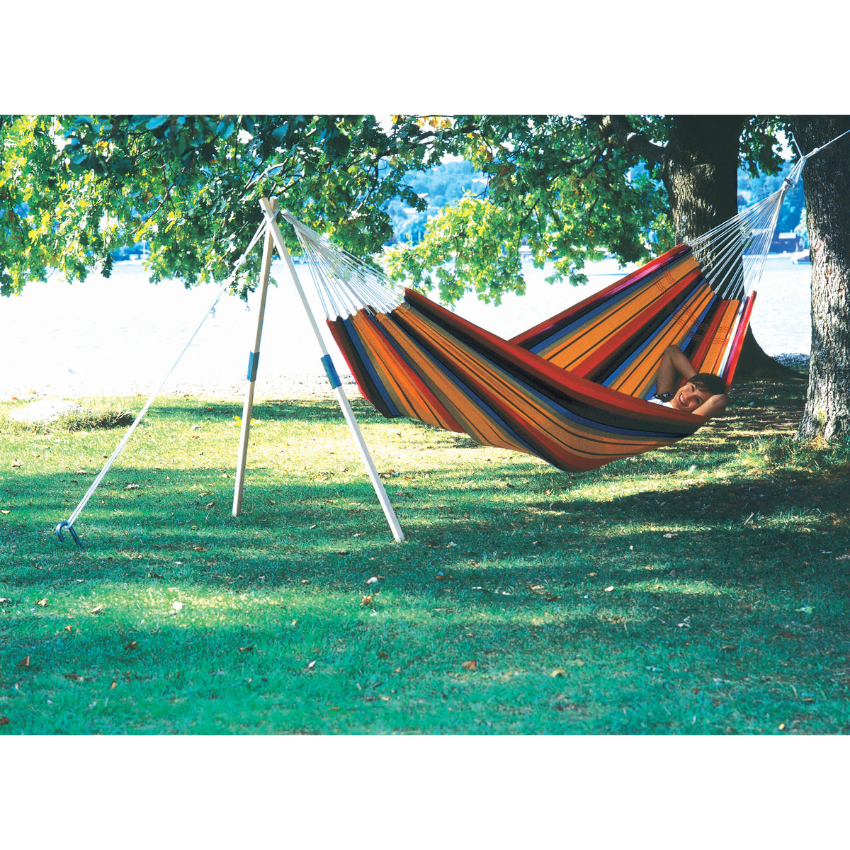 Byer of Maine Foldable Madera Hammock Stand with Barbados Hammock